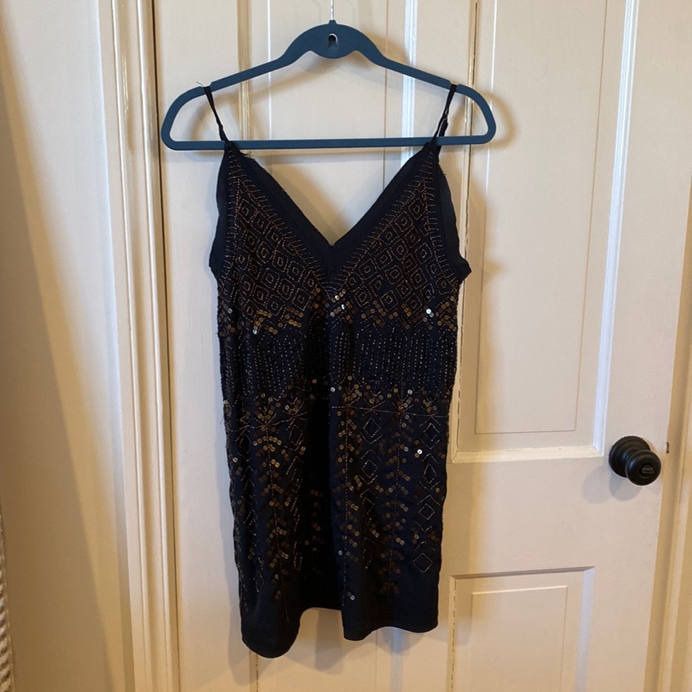 free people black embroidered slip dress size xs